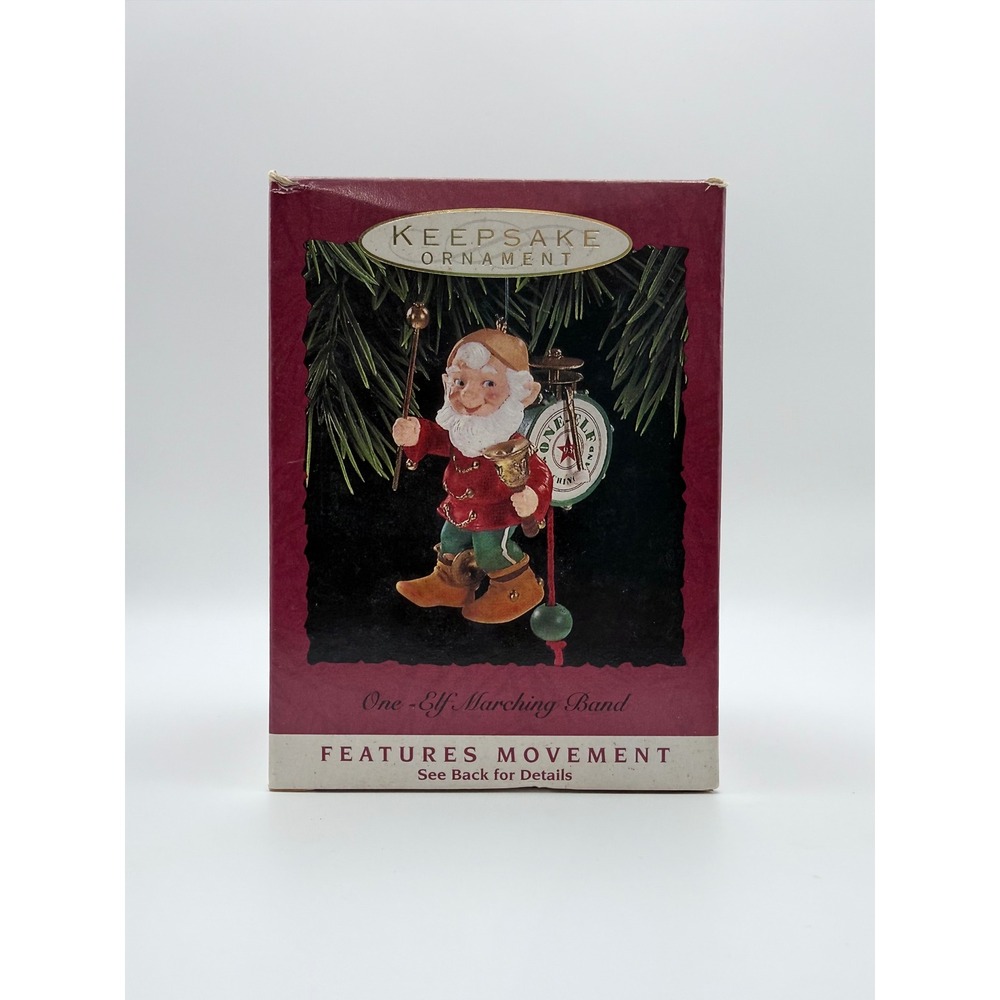 Hallmark Keepsake Ornament One Elf Marching Band Features Movement‎ Dated 1995